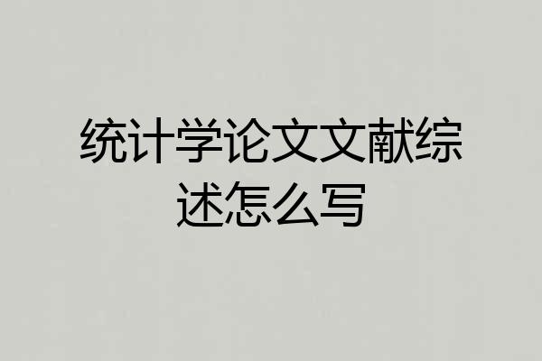 统计学论文文献综述怎么写