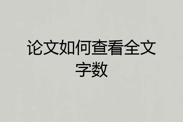 论文如何查看全文字数