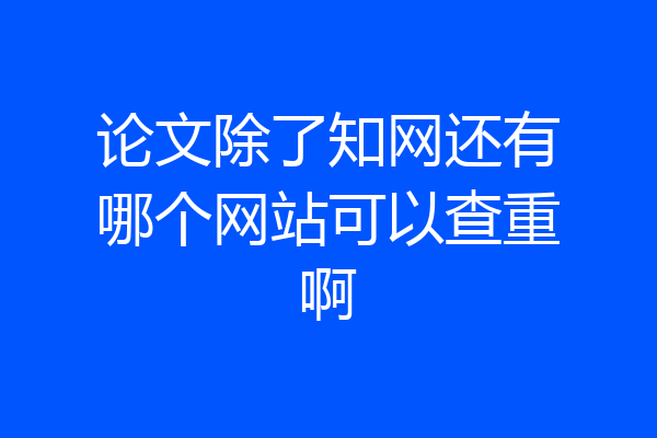 论文除了知网还有哪个网站可以查重啊