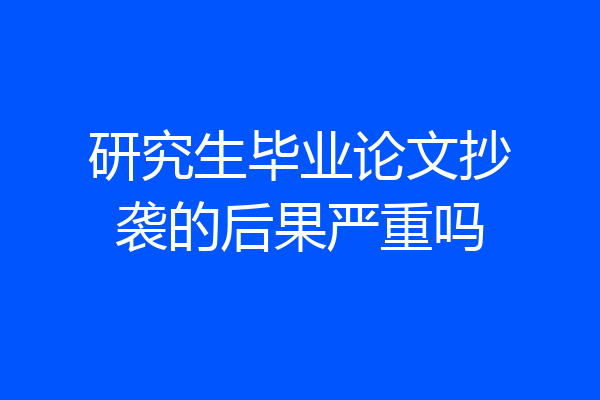 研究生毕业论文抄袭的后果严重吗