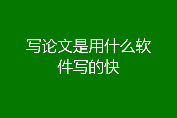 写论文是用什么软件写的快
