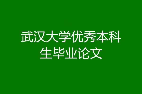 武汉大学优秀本科生毕业论文