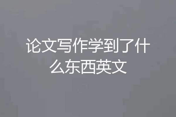 论文写作学到了什么东西英文