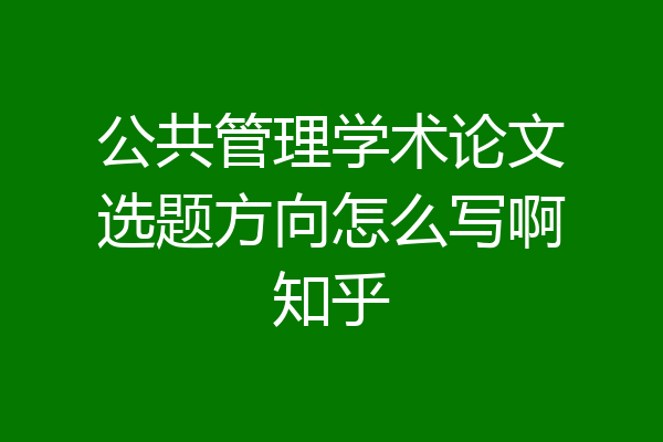 公共管理学术论文选题方向怎么写啊知乎