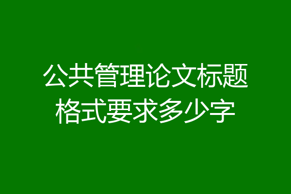 公共管理论文标题格式要求多少字