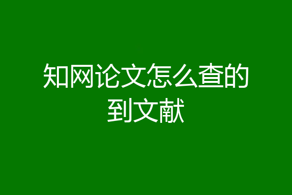 知网论文怎么查的到文献