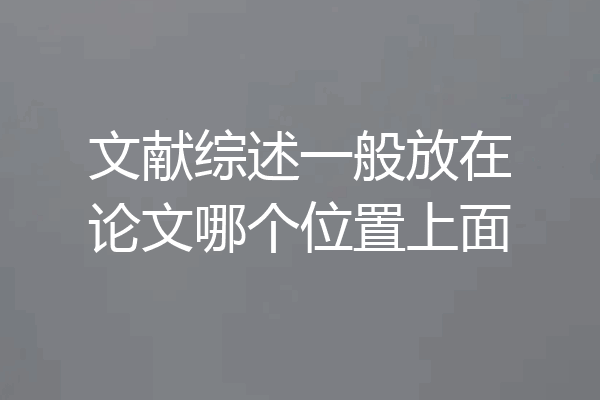 文献综述一般放在论文哪个位置上面