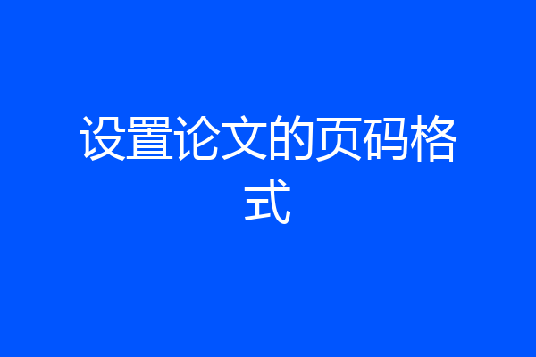 设置论文的页码格式
