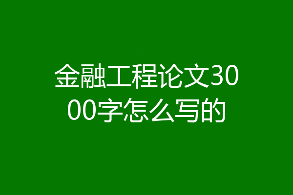 金融工程论文3000字怎么写的