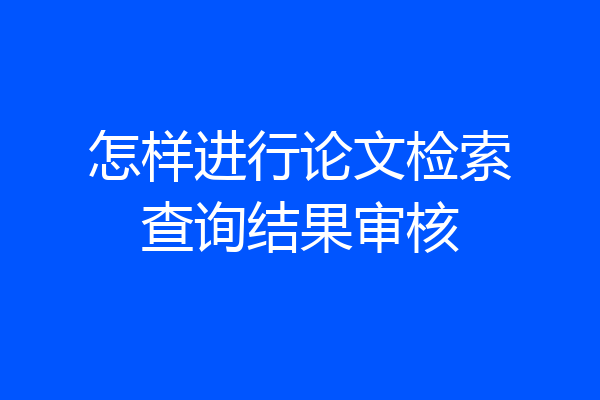 怎样进行论文检索查询结果审核