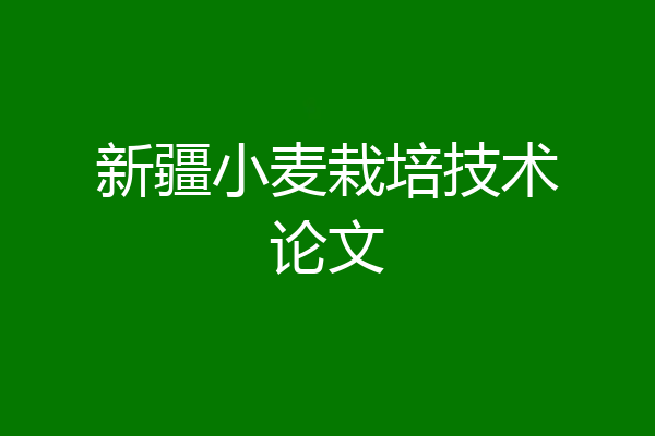 新疆小麦栽培技术论文