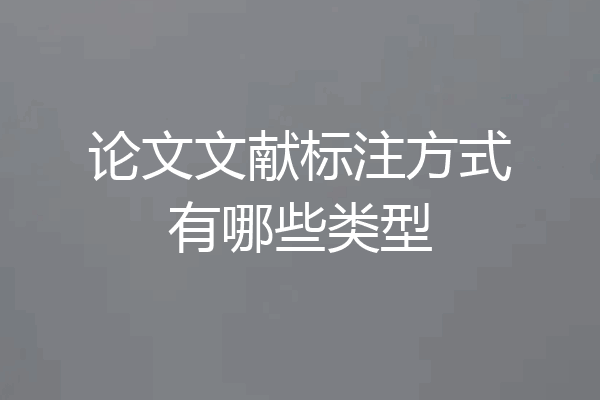 论文文献标注方式有哪些类型