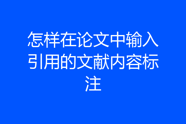 怎样在论文中输入引用的文献内容标注