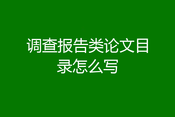调查报告类论文目录怎么写