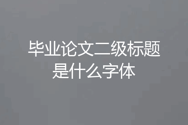 毕业论文二级标题是什么字体