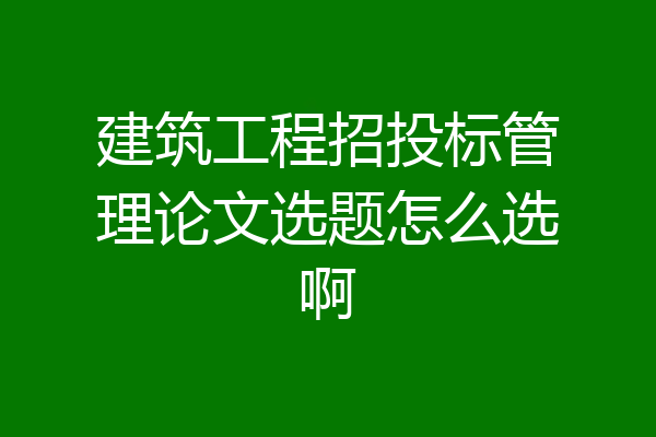 建筑工程招投标管理论文选题怎么选啊