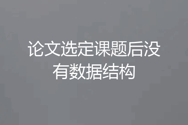 论文选定课题后没有数据结构