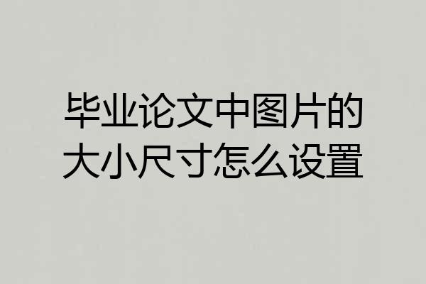 毕业论文中图片的大小尺寸怎么设置