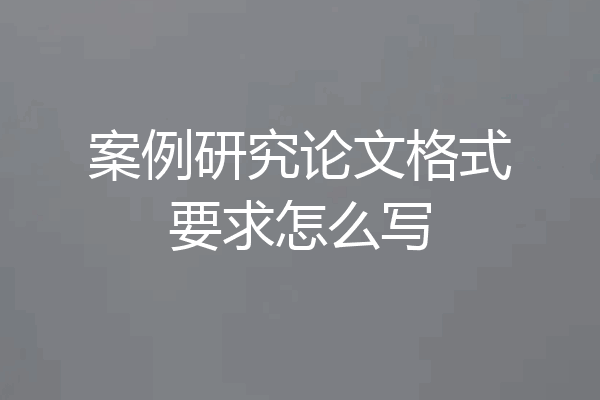 案例研究论文格式要求怎么写