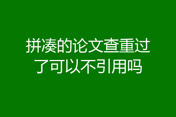 拼凑的论文查重过了可以不引用吗