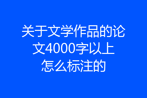 关于文学作品的论文4000字以上怎么标注的