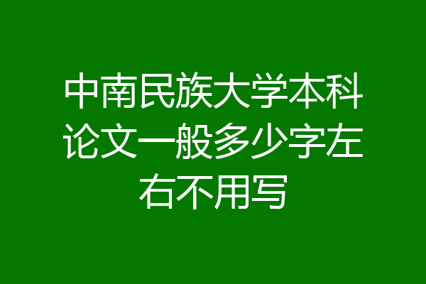中南民族大学本科论文一般多少字左右不用写