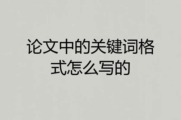 论文中的关键词格式怎么写的
