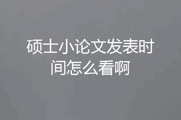 硕士小论文发表时间怎么看啊