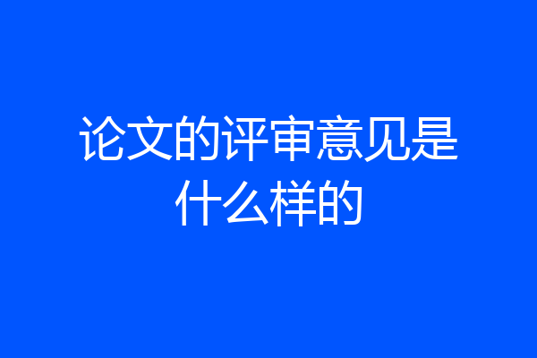论文的评审意见是什么样的