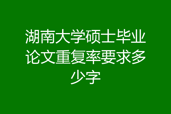 湖南大学硕士毕业论文重复率要求多少字