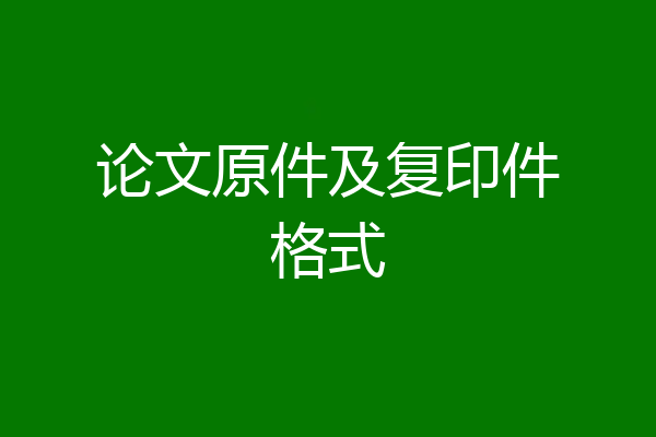 论文原件及复印件格式