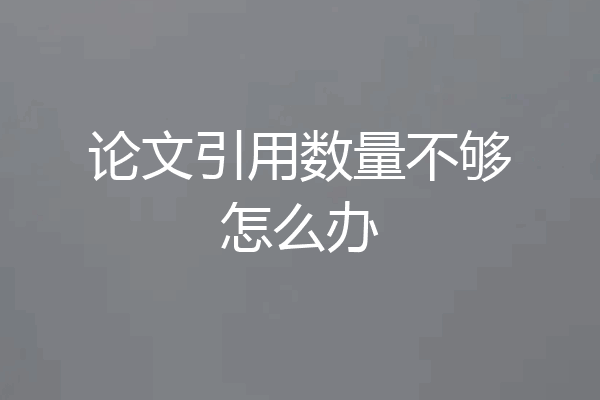 论文引用数量不够怎么办