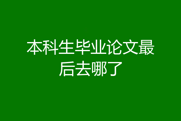 本科生毕业论文最后去哪了