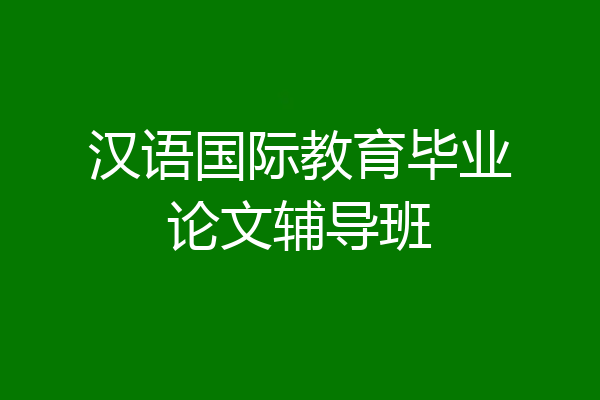 汉语国际教育毕业论文辅导班