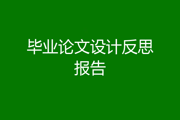 毕业论文设计反思报告
