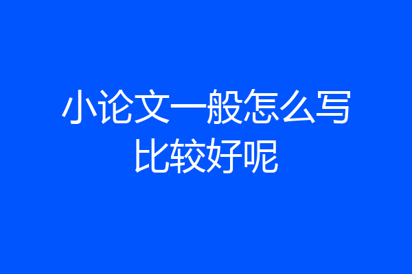 小论文一般怎么写比较好呢