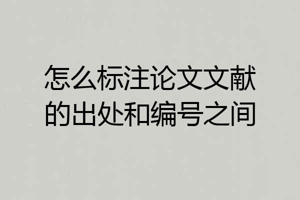 怎么标注论文文献的出处和编号之间