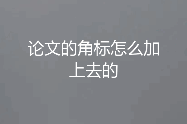 论文的角标怎么加上去的