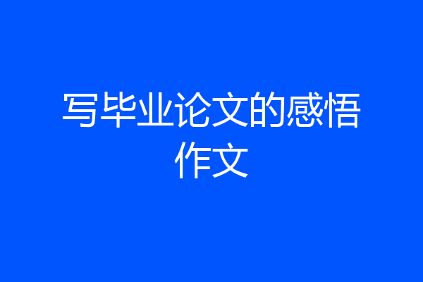 写毕业论文的感悟作文