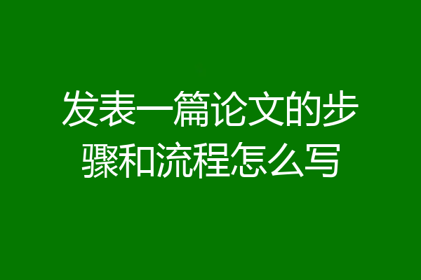 发表一篇论文的步骤和流程怎么写