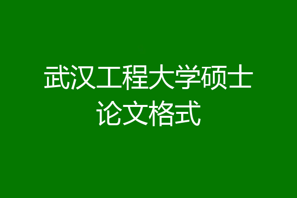 武汉工程大学硕士论文格式