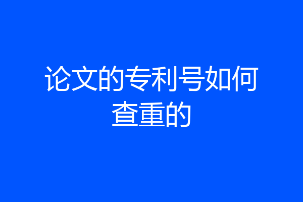 论文的专利号如何查重的