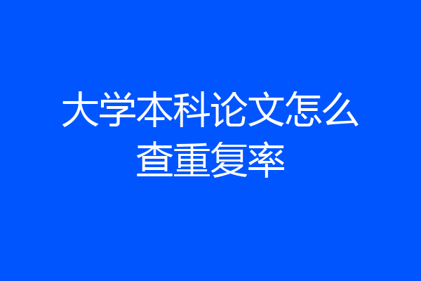 大学本科论文怎么查重复率