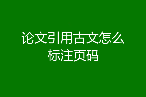 论文引用古文怎么标注页码