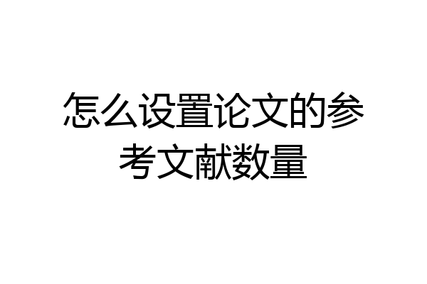 怎么设置论文的参考文献数量