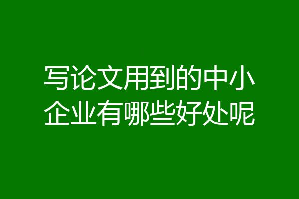 写论文用到的中小企业有哪些好处呢