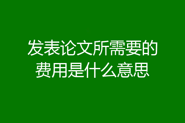 发表论文所需要的费用是什么意思