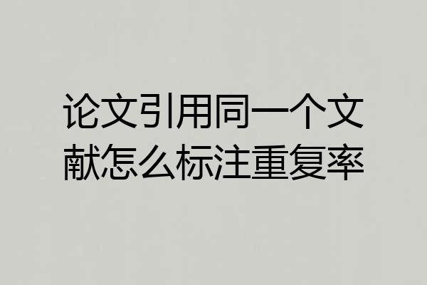 论文引用同一个文献怎么标注重复率