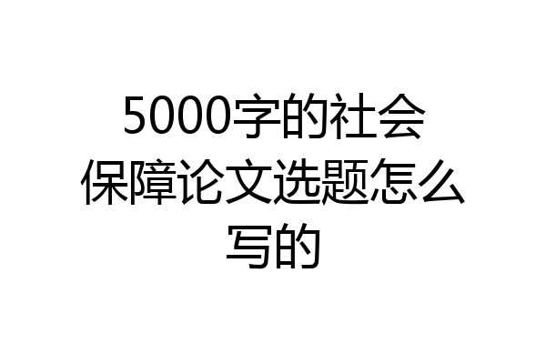 5000字的社会保障论文选题怎么写的