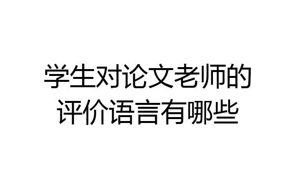 学生对论文老师的评价语言有哪些